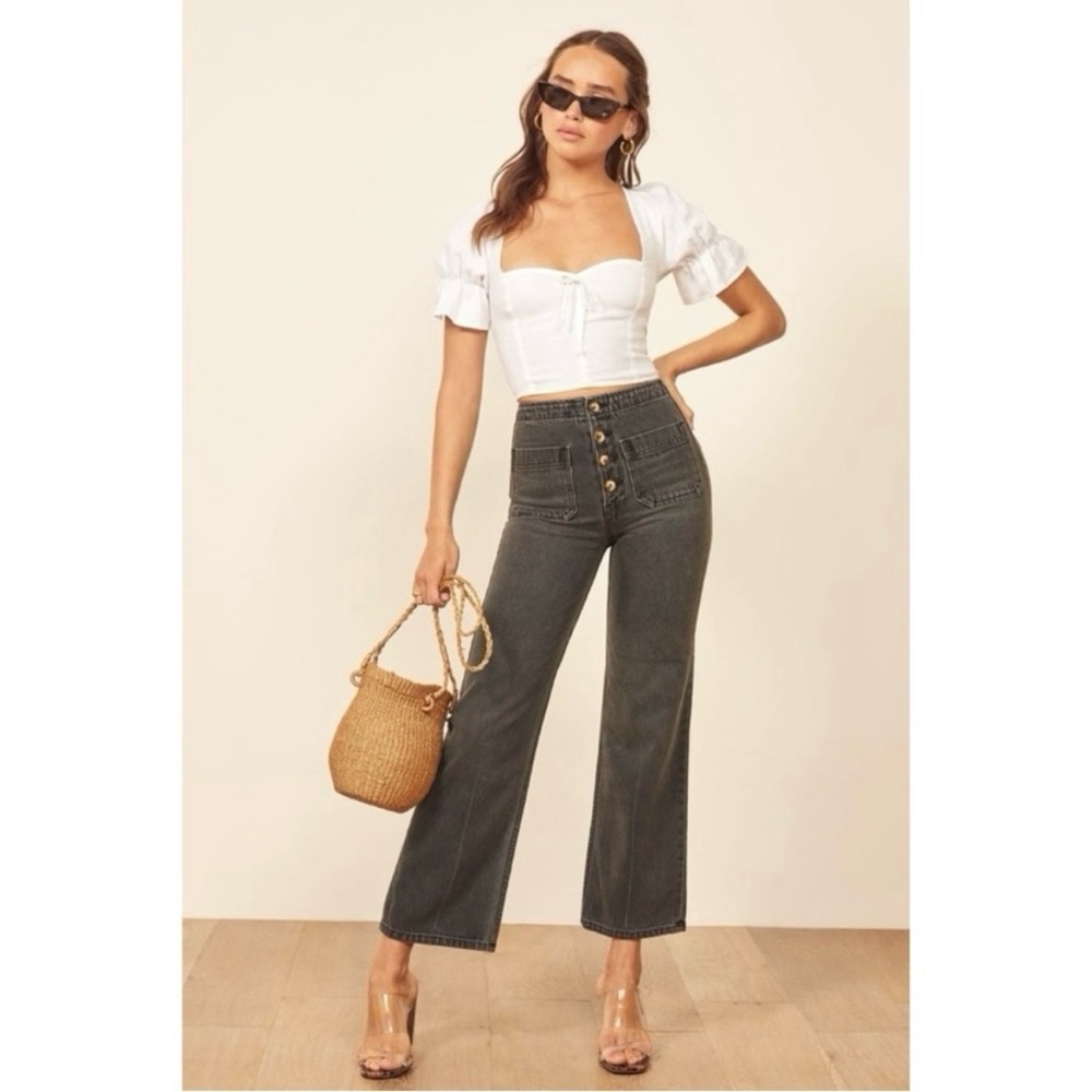 Reformation Elouise Button Fly Wide Leg Jeans